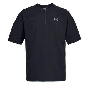 Men's Solid Black Under Armour Cage Jacket - Short Sleeve